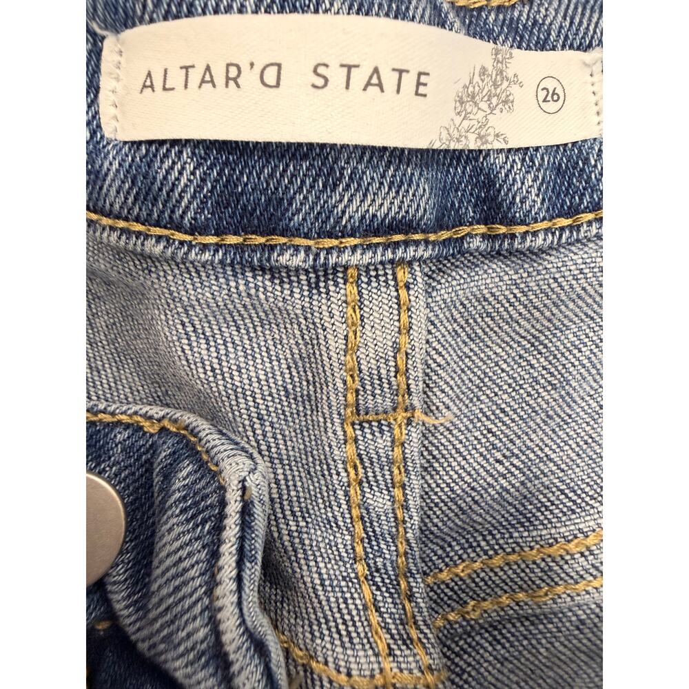 ALTAR'D STATE Distressed Straight Leg Jeans Light Wash Ripped Size 26 - Picture 3 of 5
